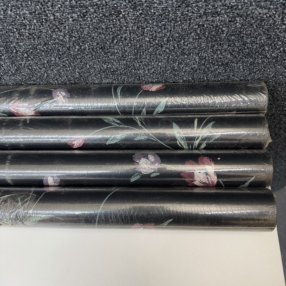 Warner‎ Wallpaper EBY4046 Floral Tulip Black Vinyl Wallpaper 4 Rolls 27in x 9yd